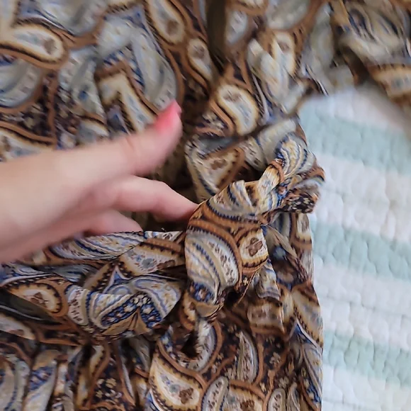 LC Lauren Conrad Paisley Long Sleeve Dress - Brown and Cream - Picture 5 of 8